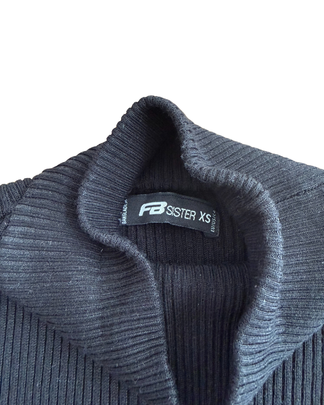 FB Sister Damenkleid – Knielang, Schwarz, Größe XS, Langarm